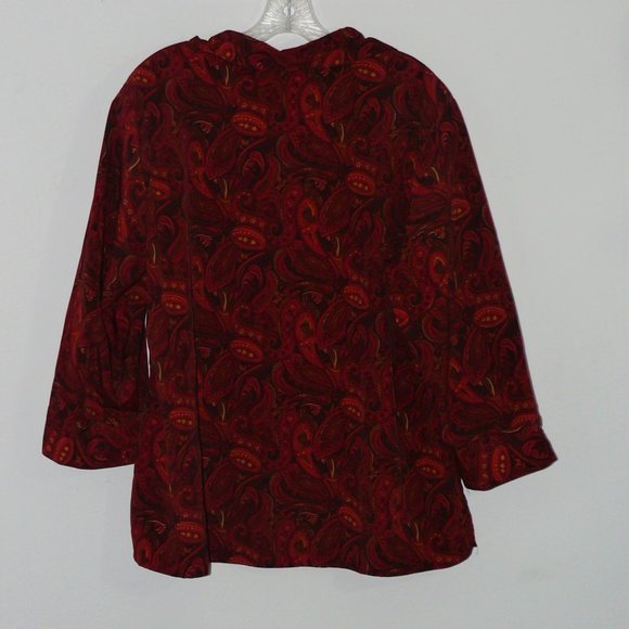 Coral Bay red paisley button up blouse - Picture 2 of 6